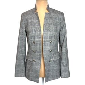White House Black Market WHBM Houndstooth Double Breasted Blazer Jacket Sz 2 EUC